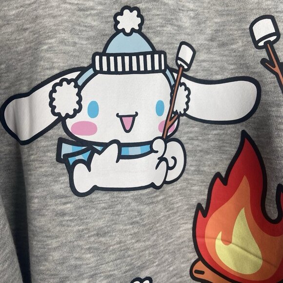 AEROPOSTALE HELLO KITTY CAMPING FRIENDS CREW SWEATSHIRT SIZE XL HOODIE GRAY COZY - Picture 12 of 15